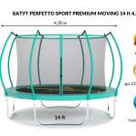 Батут с защитной сеткой "PERFETTO SPORT PREMIUM MOVING 14" диаметр 4,3 м зеленый