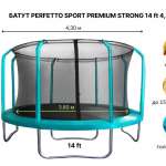 Батут с защитной сеткой "PERFETTO SPORT PREMIUM STRONG 14" диаметр 4,3 м зелёный